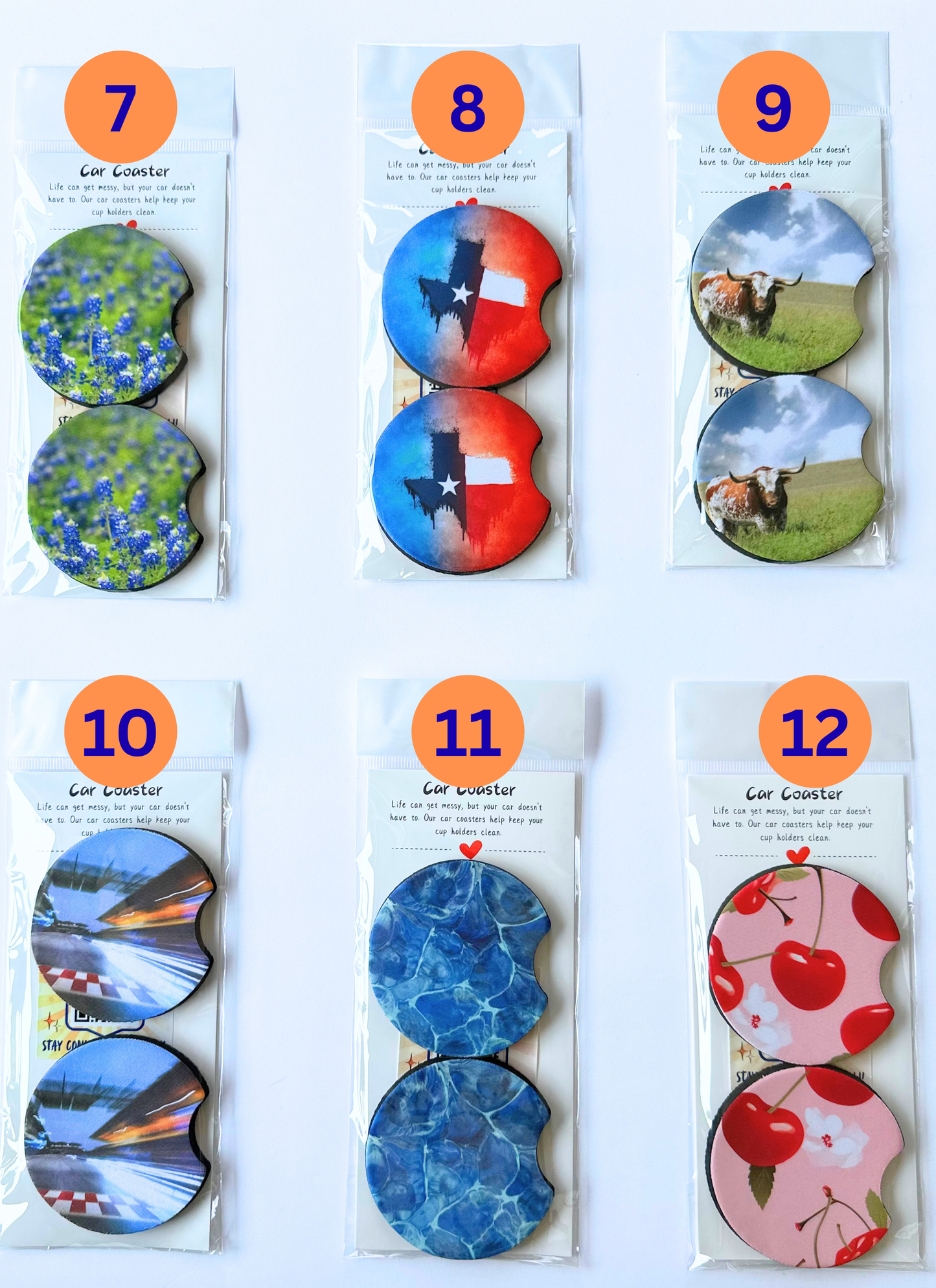 Car Coasters | Choose Your Favorite Design or Personalized with Your Own Photo | Neoprene Car Coaster | Auto Accessories | Gift for Her Him