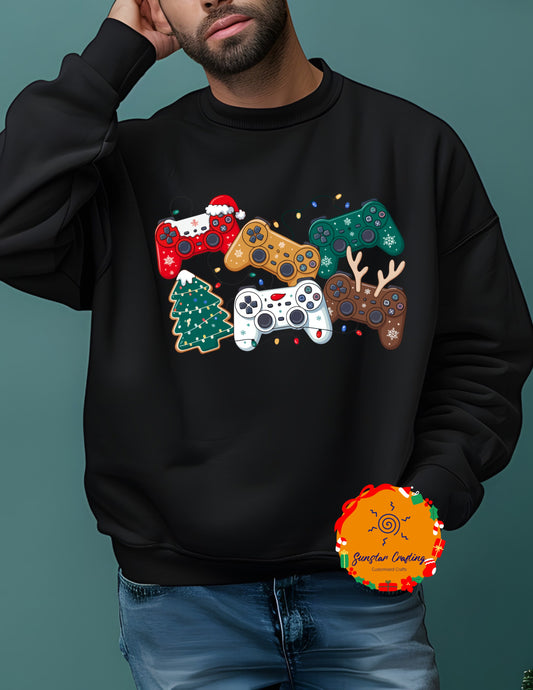 Gaming - Video games controllers decorated with Christmas elements - Christmas Tee - Matching shirt - gift exchange