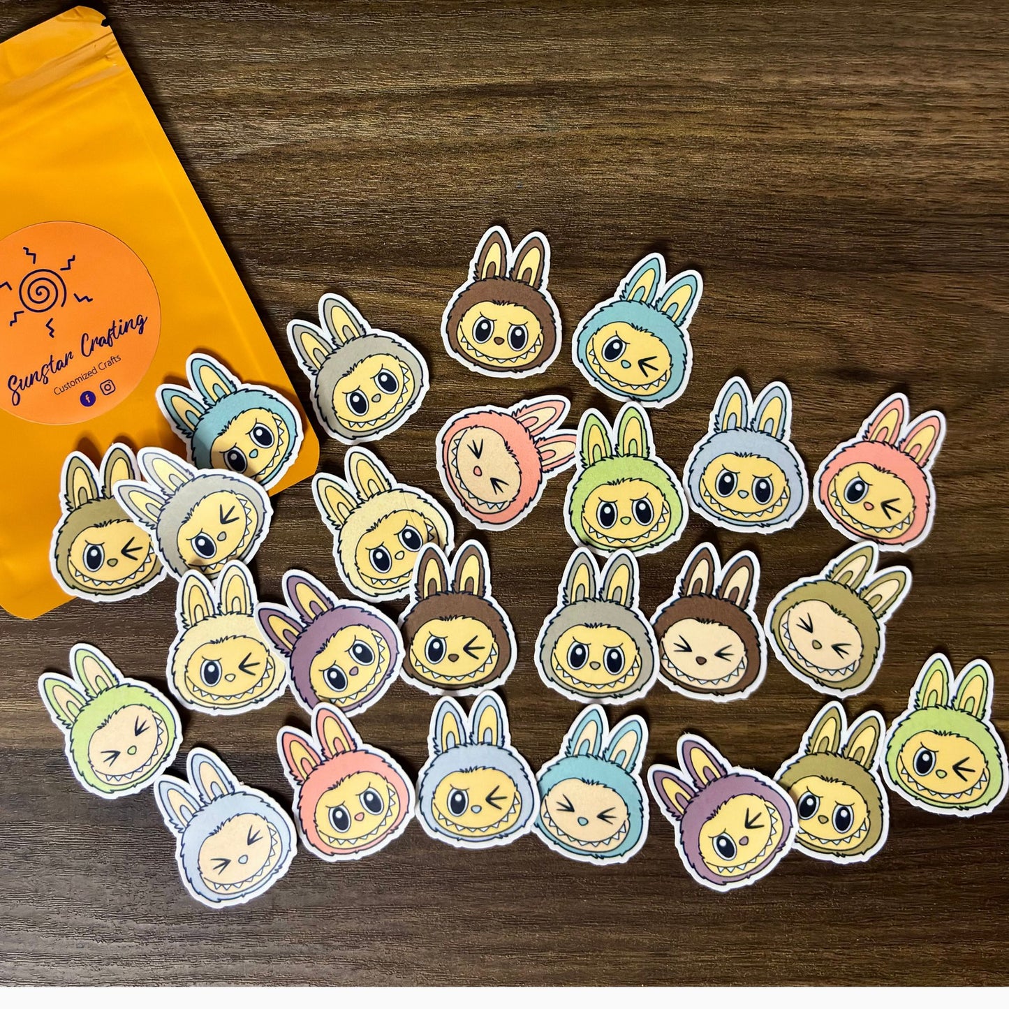 Labubu Stickers Set - 25 Labubu Faces in Cute Colors & Expressions | Kawaii Stickers | Journaling, Scrapbook, Waterbottle, Laptop, Gift